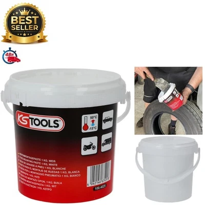 KS Tools Seau de graisse à pneus blanche 1 kg - voiture, moto, PL - Photo 1/4
