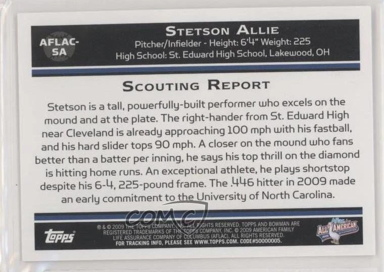 2012 Bowman Aflac All-American Auto /230 Stetson Allie #AFLAC-SA Auto - Image 2 of 2