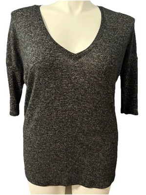 Express One Eleven Top Womens Dark Gray Shirt Soft V Neck Pullover Size Medium