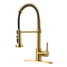Gold Kitchen Faucet with Pull Down Sprayer,Commercial Single Handle Brushed G...