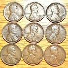 9 Lincoln Cent Old Wheat Pennies Unique Date/mint 1924 25 26 27 28 29 29D 30 35D