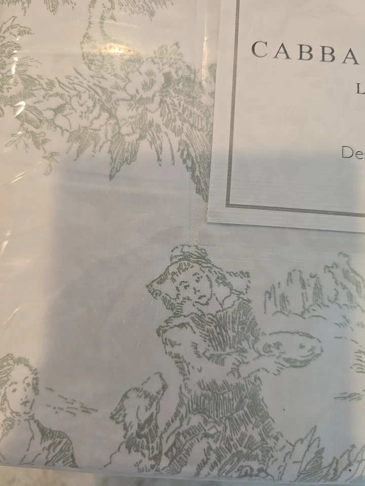 Cabbages and Roses King Sheet Set Country Toile Cotton Percale New sage green - Image 2 of 4