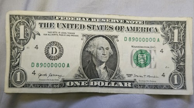 #ad Misaligned Repeating Serial Number Fancy Serial Number 1 Dollar Bill 2017 $190.00