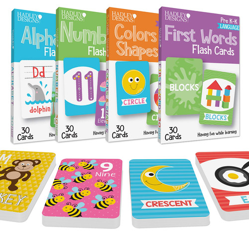 120 Flash Cards for Toddlers 2-4 Years ABC Alphabet Letters, Colors & Shapes,...