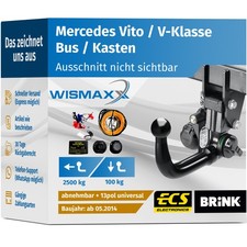 BRINK ANHÄNGERKUPPLUNG abnehmbar passend für Vito V-Klasse ab 14 +13pol ESatz