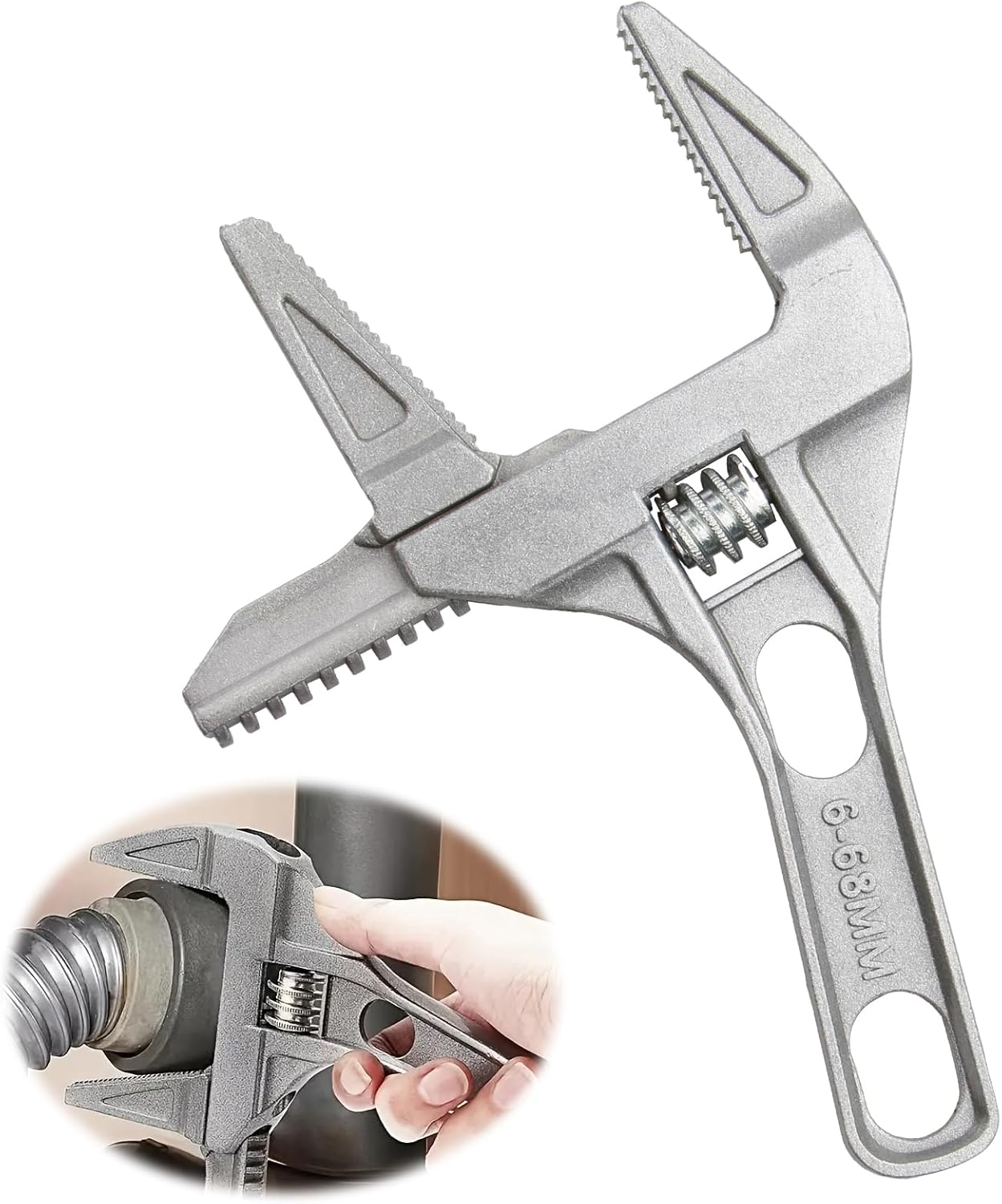 Adjustable Spanner Wrench 6-68Mm Wide Jaw Opening Plumbing Spanner 2-In-1Ultra-T