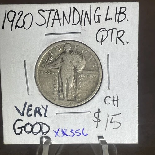 Very Nice 1920 P Better Date STANDING LIBERTY QUARTER In VG+++ Condition  XX356
