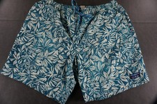 L.L. Bean Swim Trunks Mens XL 7" Blue Tropical Leaf Print Lined Stretch Shorts
