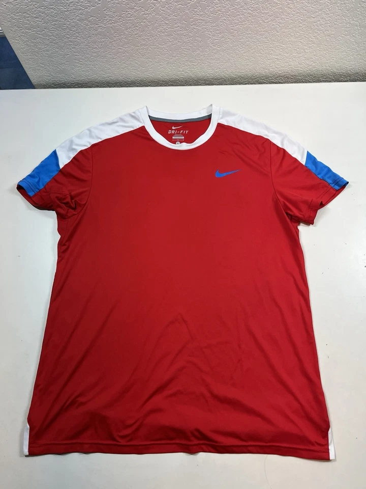 Camisa masculina vermelha Nike Dri-Fit tênis atlético academia G grande - Imagem 2 de 4