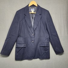 Vintage Pendleton Blazer Womens Size 12 Navy Blue 100 Wool Made in USA Classic