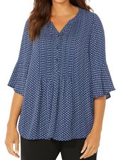 Big-Size  3/4-Arm Tunika Bluse navy Blumen Ca...