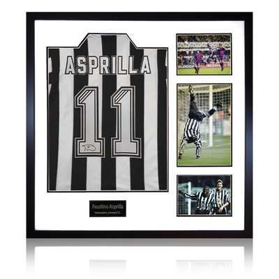 Faustino Asprilla Signed Newcastle United Shirt Elite Frame