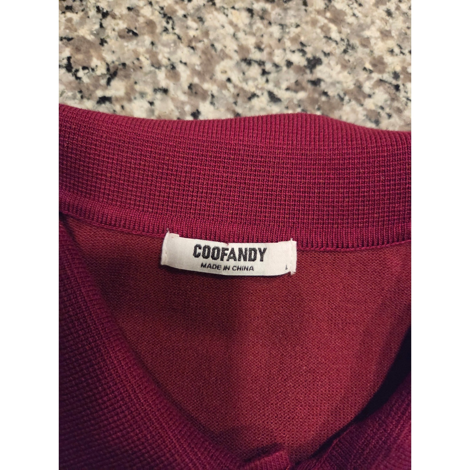 Coofandy Knit Set Mens Large Burgundy Striped Button Down Polo and Shorts 2pc image 2