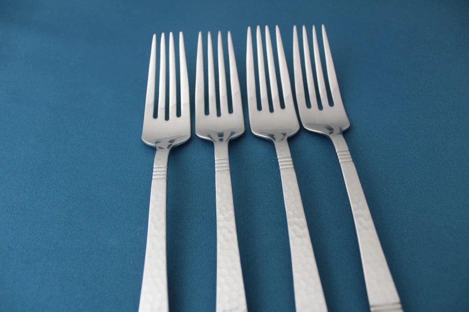 4 horquillas de cena Gorham BALUSTER II martilladas 18/10 acero inoxidable Vietnam 8 1/8" Foto 3 de 4