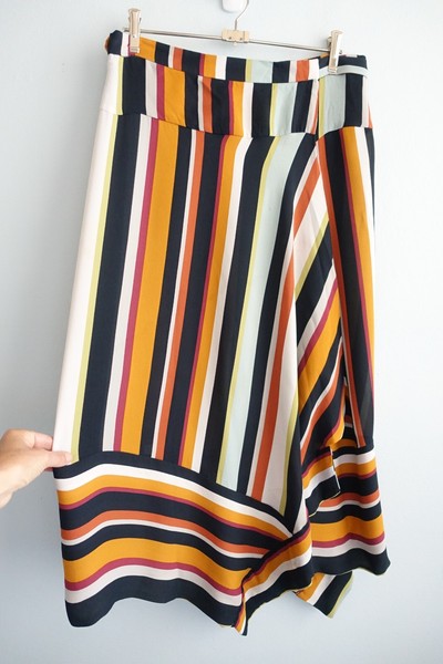 Zara Woman Studio Wrap Skirt Womens size L Large 12 14 Colourful Striped Midi
