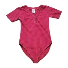 Vintage 80s/90s Sostanza Bodysuit Short Sleeve Excellent Cond SZ M Hot Pink