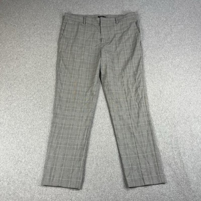H&M Plaid Pants Mens 36R (Fits 36x29) Slim Fit Poly Viscose Blend Dress Slacks