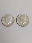 1966 Half Dollar John F Kennedy Circulated 40% Silver US Coin 50c Lot Of 2