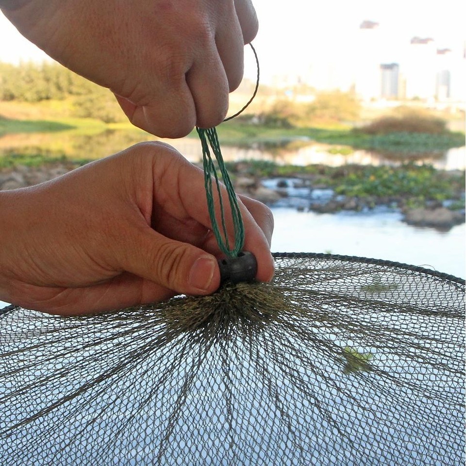 Fishing Net Trap Nylon Foldable Cage with Drawstring for Crab Lobster and Fish | eBay Australia