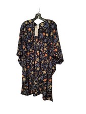 Time And Tru Women's Floral Layering Kimono Top One size New Layering Top Black