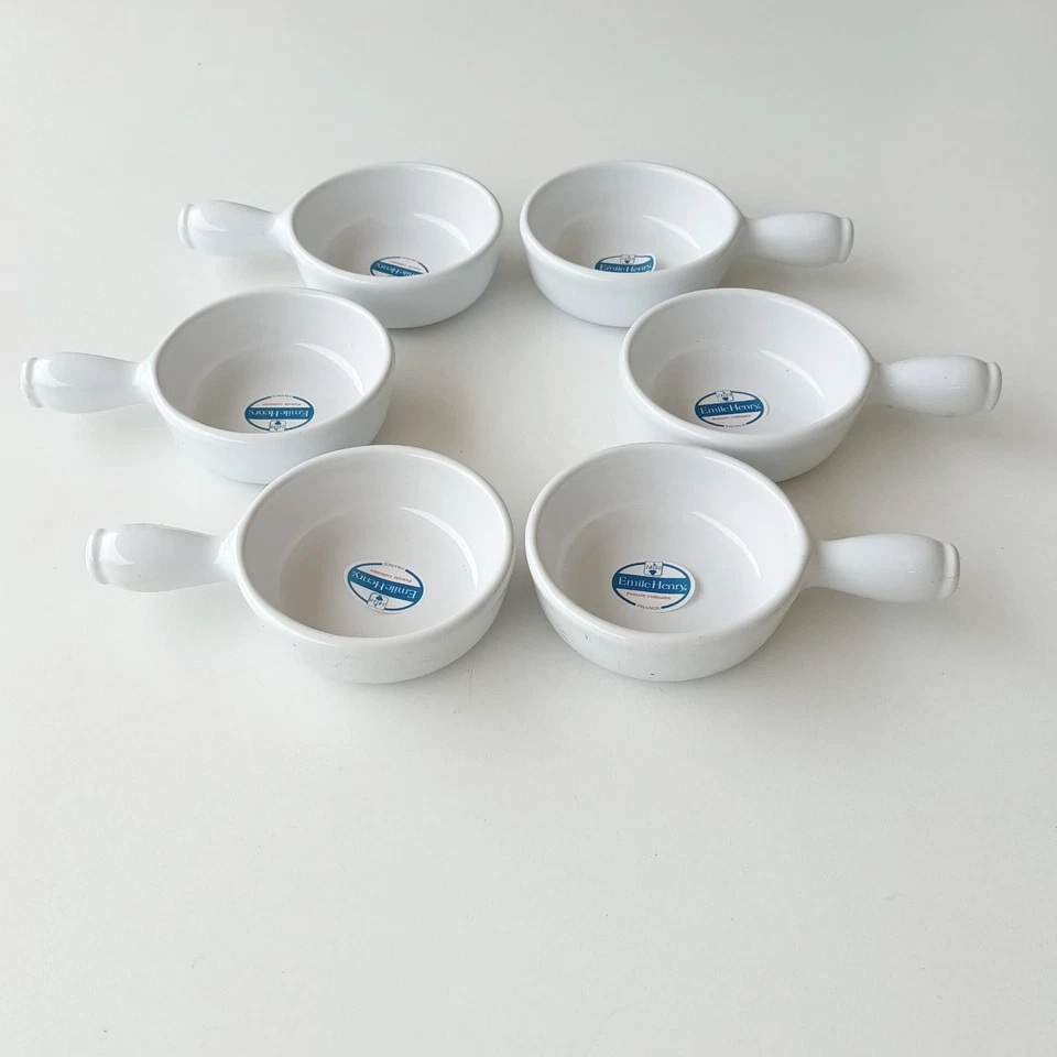 Lot  6 petits caquelons -Emile Henry - Blanc - Poterie culinaire - Photo 3/4