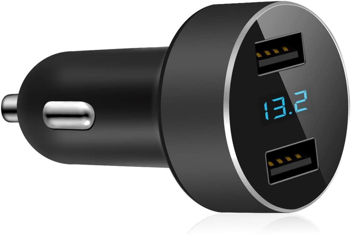 2 USB Car Charger,12V/24V Voltage Meter, Output 4.8A, Cigarette Lighter Plug Ada