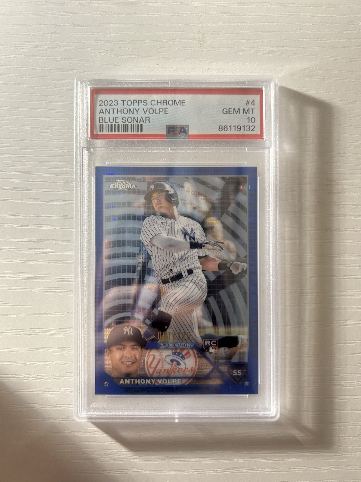 2023 Topps Chrome Anthony Volpe Blue Sonar Refractor PSA 10 #4 Rookie RC /125!