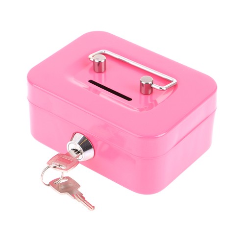 Money Safe Box Mini Cash Box Metal Key Money Bank Small Security Lock Box*A - Afbeelding 11 van 15