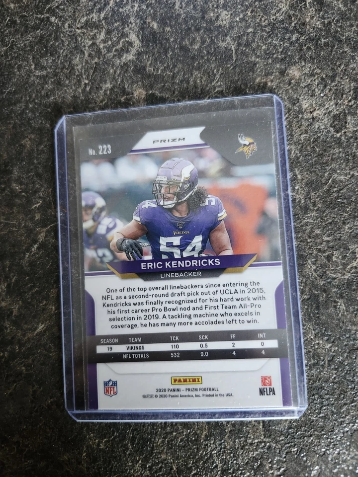2020 Panini Prizm Red White Blue Eric Kendricks Card# 223 - Image 2 of 2