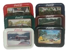 6 Vintage Coca Cola Mini trays Assorted "Mailboxes" "Freeman's Pharmacy & More