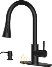 Touchless Kitchen Faucet with Pull Down Sprayer  Soap Dispenser, Matte Black