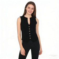 Women Velvet Fitted Waistcoat Gothic Victorian Sleeveless Vest Steampunk Vest