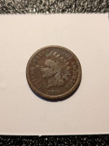 1872 Indian Head Penny. Damaged. Key Date! Still Has Good Detail And Full Date!