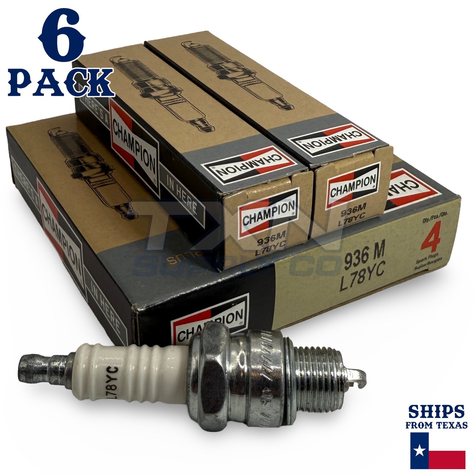 Champion 936M Copper Plus Spark Plugs L78YC Marine - 6 Pack