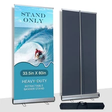33.5" x 80" Heavy-Duty Retractable Roll Up Banner Stand，with Padded Canvas Bag