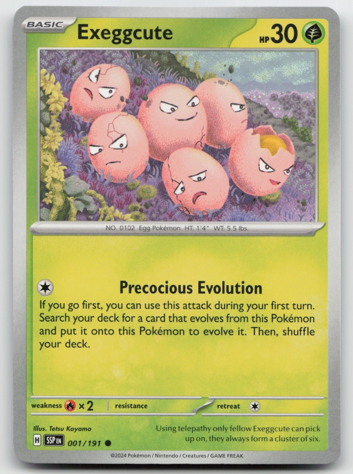 Pokemon Exeggcute Common SV08: Surging Sparks 001/191 LP