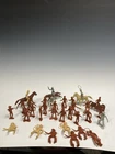 1960’s Vintage Marx Plastic Cowboy Figures Lot Of 33 With 4 Horses