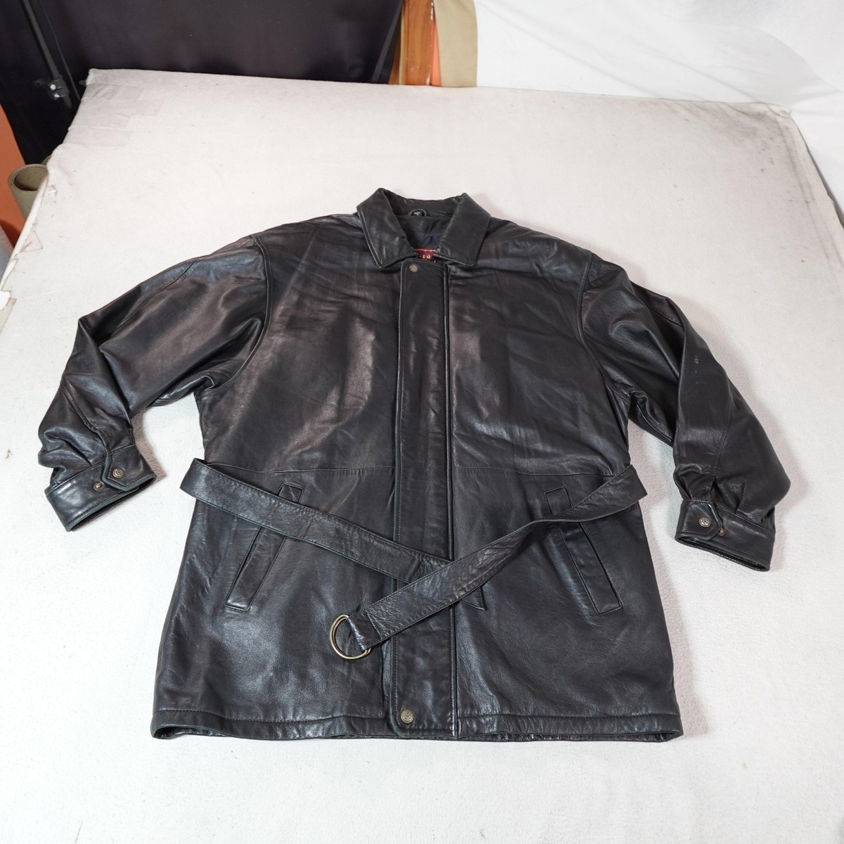 COUTURE by J. Park L ジップ レザージャケット Couture by J Park Leather Jacket Mens XL Black Belted Genuine
