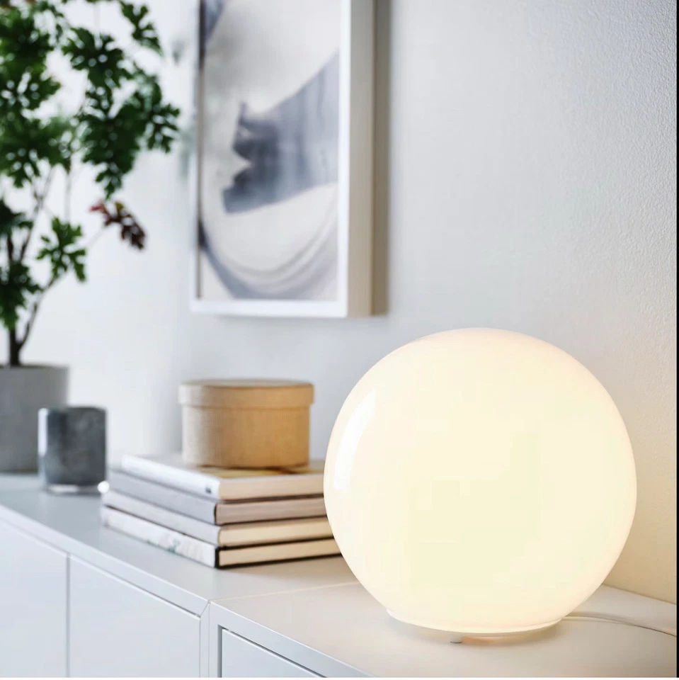 Pair Of FADO IKEA Table Lamps 3061843 White Globe Scandi Design Lights 10” Ball - Image 3 of 4