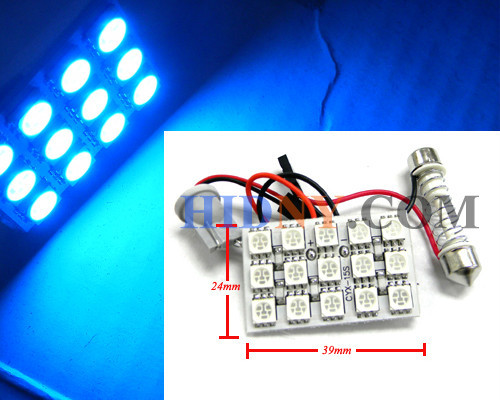 T10 15-SMD 5050 PCB Super Bright LED T10 and Universal Dome Adapter BLUE - Picture 1 of 1