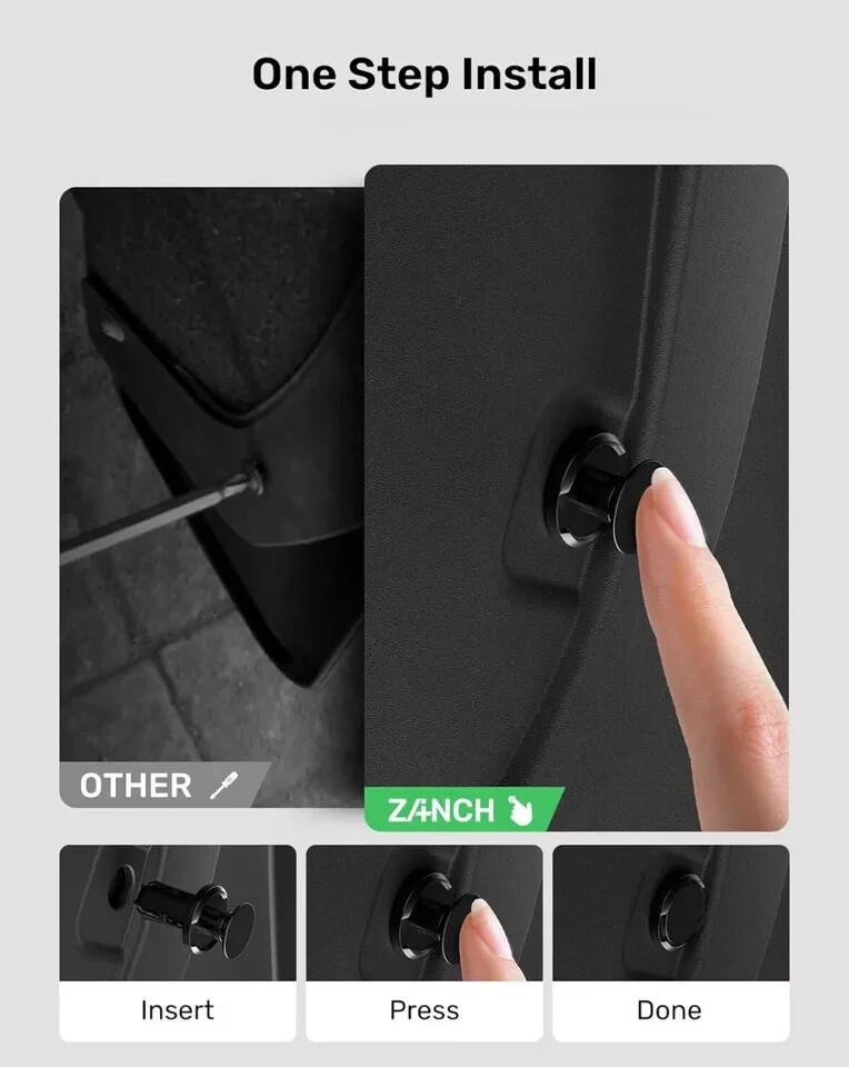 Zanch Tesla Model Y Mud Flaps-Set Of 4 Black New No Drill All Weather FAST SHIP