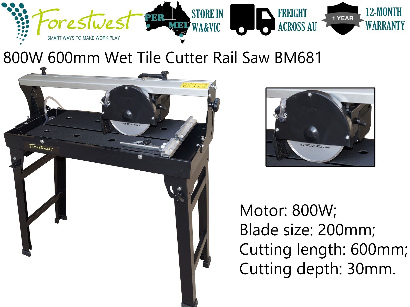 800W 600mm Wet Tile Saw Tile Cutter Saw 