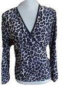 Karen Kane Leopard Print Wrap Top Size medium stretch made in USA