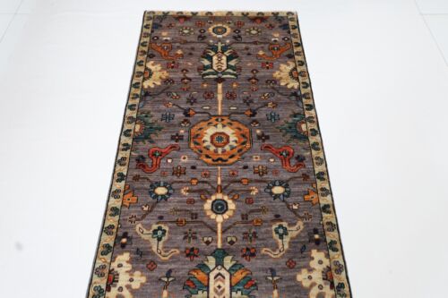 14 ft Hallway Tribal Gray Runner Rug Afghan Hand Knotted 100% Wool Bedroom Rug - Picture 6 of 12