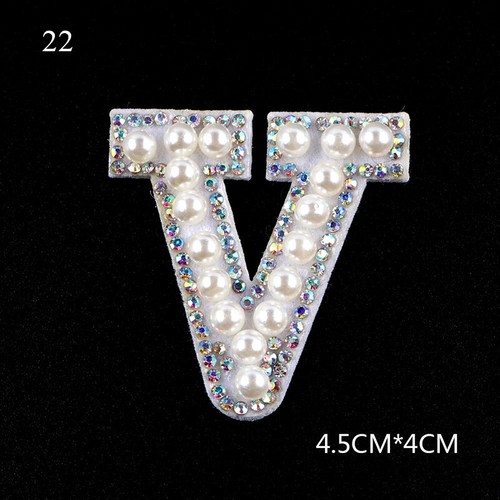 3D Beaded Pearl Alphabet Rhinestone English Letter Patches Iron Sew On Stickers - Picture 33 of 37