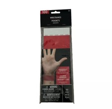 Tyvek Wristbands Numbered Red 100 count Events Parties Clubs Numbered