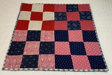 Vintage Patchwork Quilt Table Topper Or Doll Quilt, Nine Patch, Early Calicos