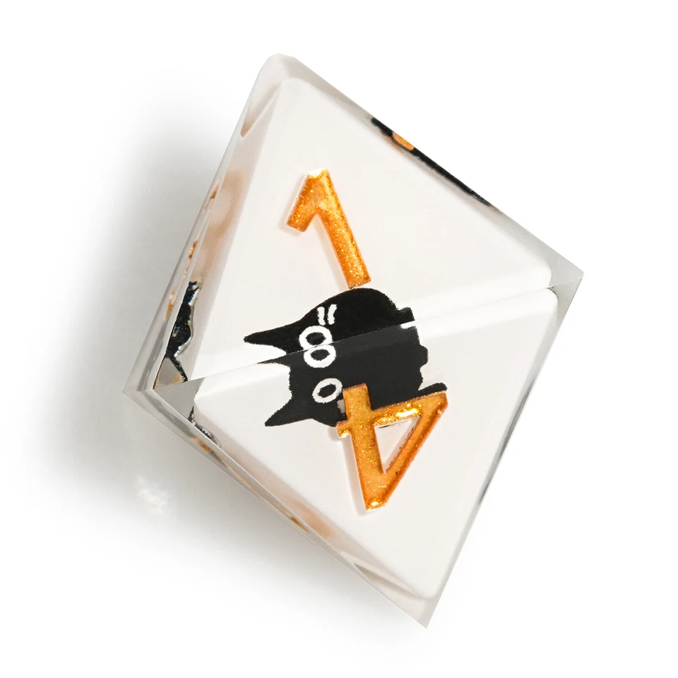 7PCS Poly DND Dice Set Resin RPG Dungeons and Dragons Games Gift Black Kitten - Image 4 of 4