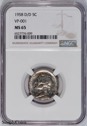 1958-D/D RPM VP-001 Jefferson Nickel NGC MS65 TOP POP FINEST KNOWN! US Coin