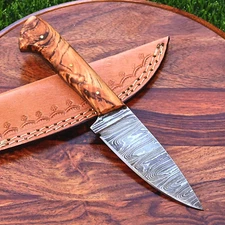 Custom Made Damascus Skinning Hunting Knife - Hand Forged Damascus Steel 2904